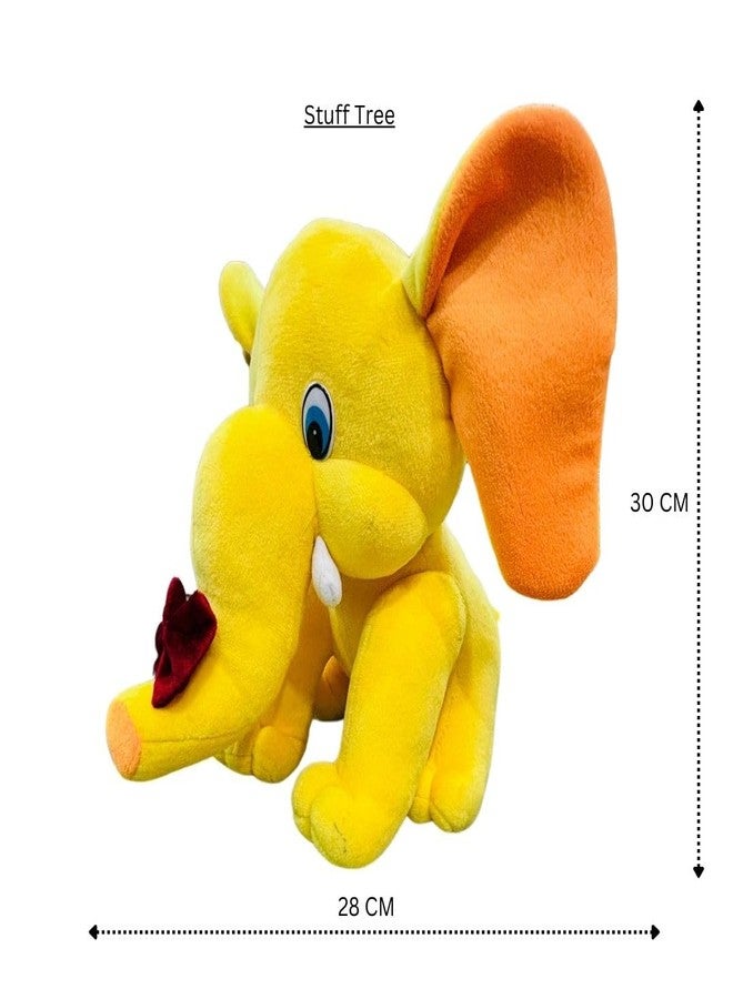 Stuff Tree Plush Sitting Elephant Soft Toy, Yellow, Height with Bow Tie, 30 CM - Image 4
